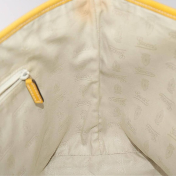 GUCCI GG Canvas Sherry Line Tote Bag Canvas Beige Yellow Khaki 211971 - Picture 13 of 16